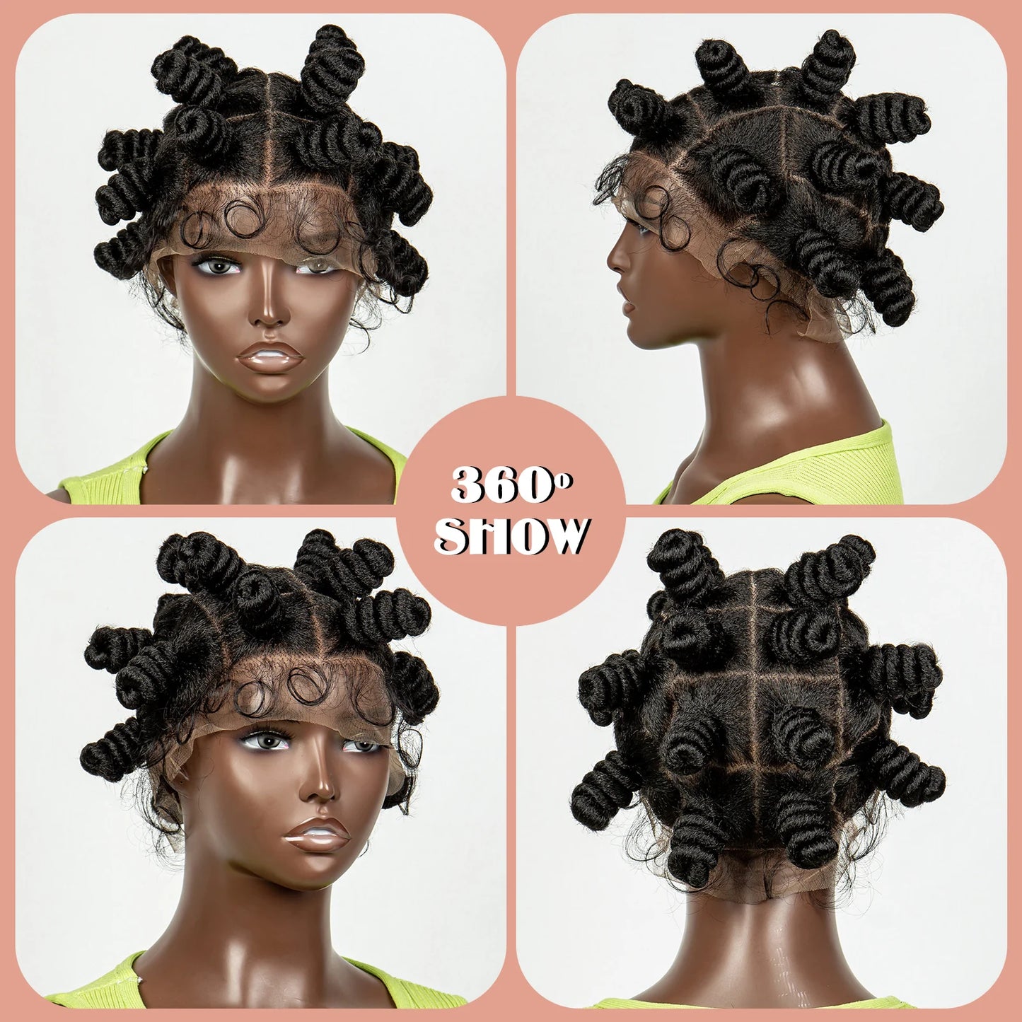350 Coloured Knotless Box Braided Wig Full Lace Synthetic Cornrow Braided Wig with Baby Hair