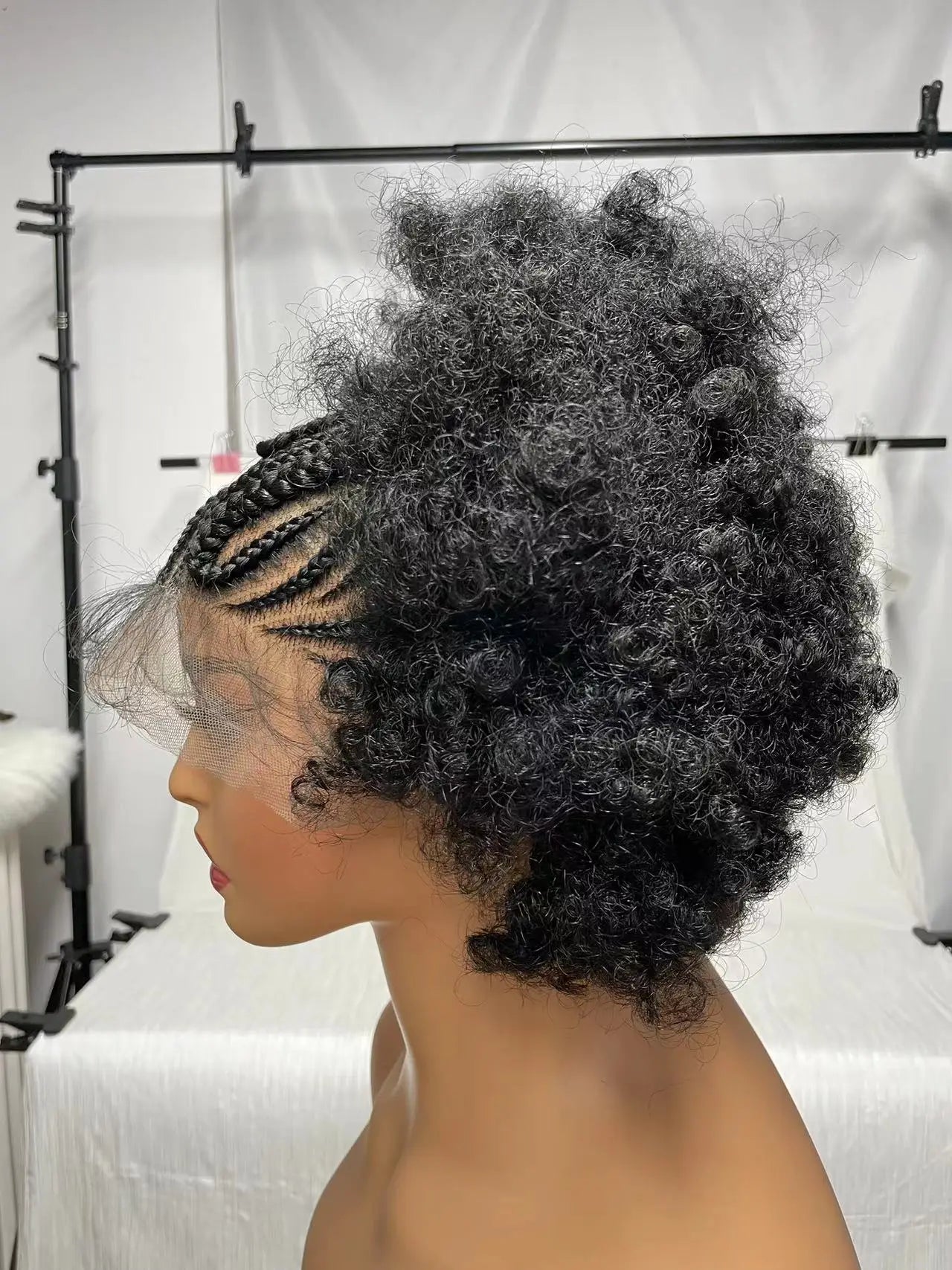 Afro Kinky Curly Braided Cornrow Hair Wigs