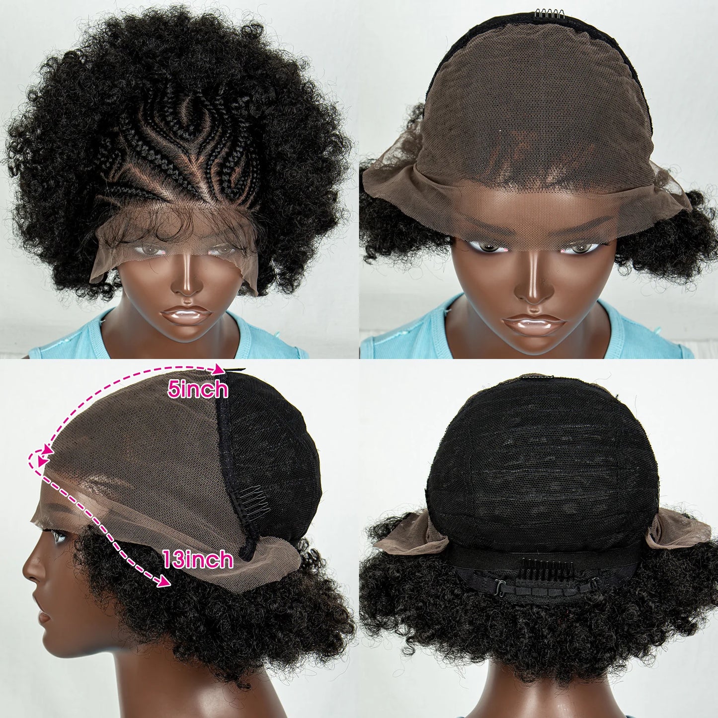 Afro Kinky Curly Braided Cornrow Hair Wigs