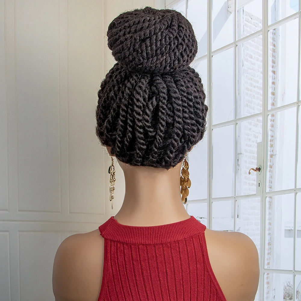 Lace Front Bun Braided Wigs With Baby Hair