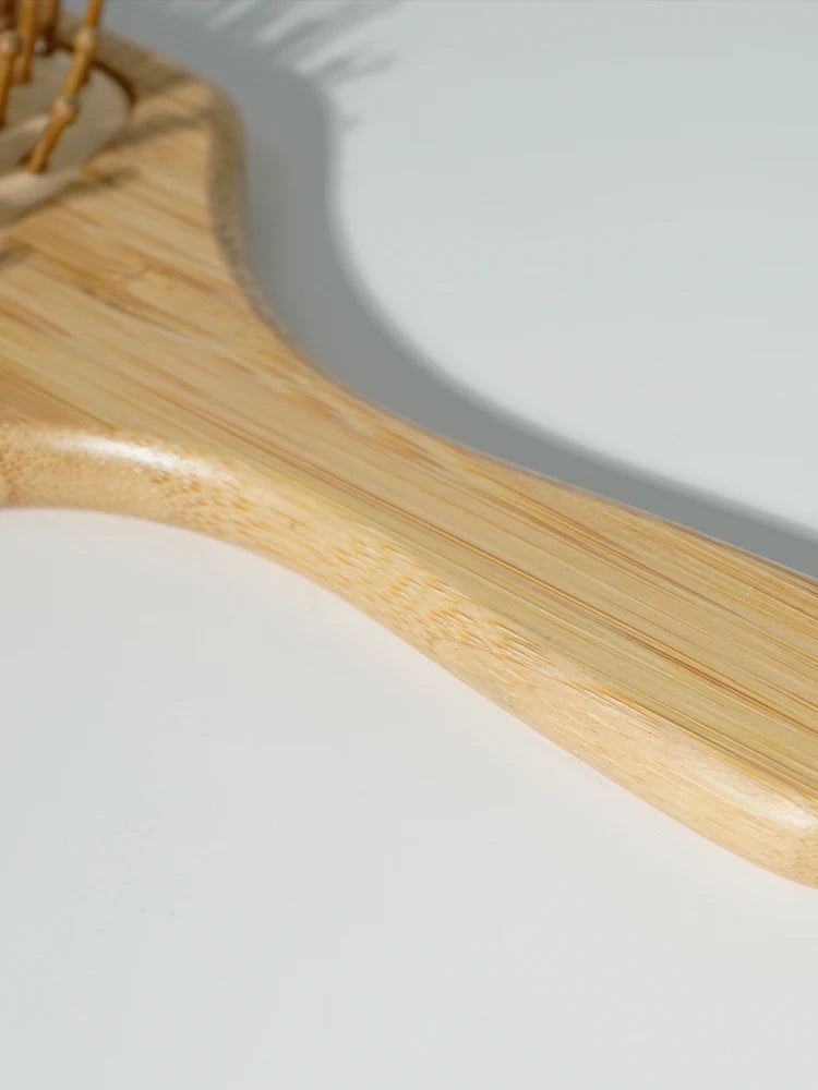 Eco Bamboo Hair Brush Nature Wooden Anti-Static Detangle Brush Hair Scalp Massage