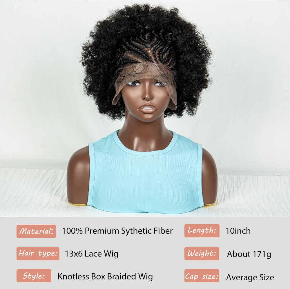 Afro Kinky Curly Braided Cornrow Hair Wigs