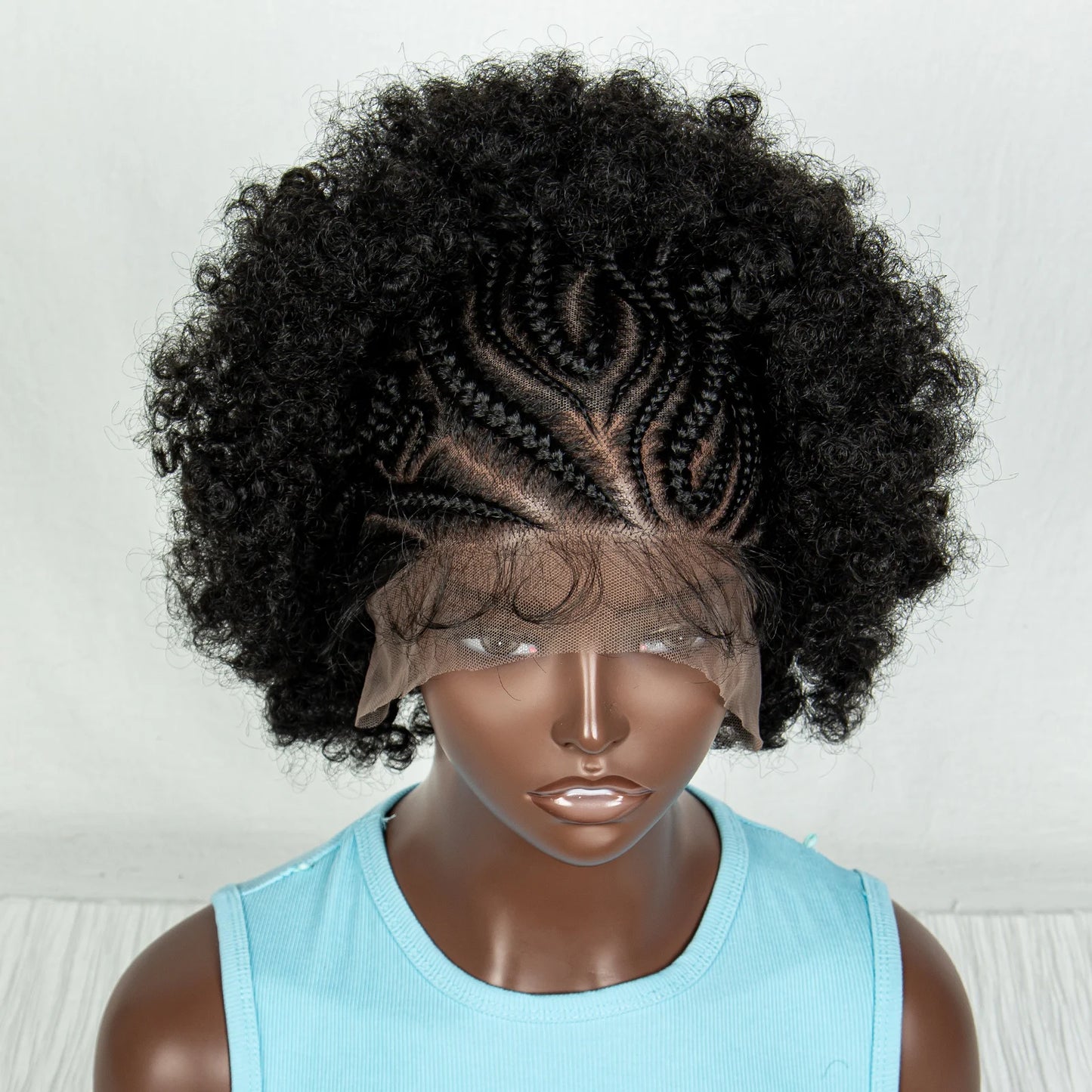 Afro Kinky Curly Braided Cornrow Hair Wigs