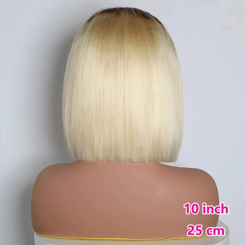 Blonde Short Bob Wig Transparent Lace Front Human Hair