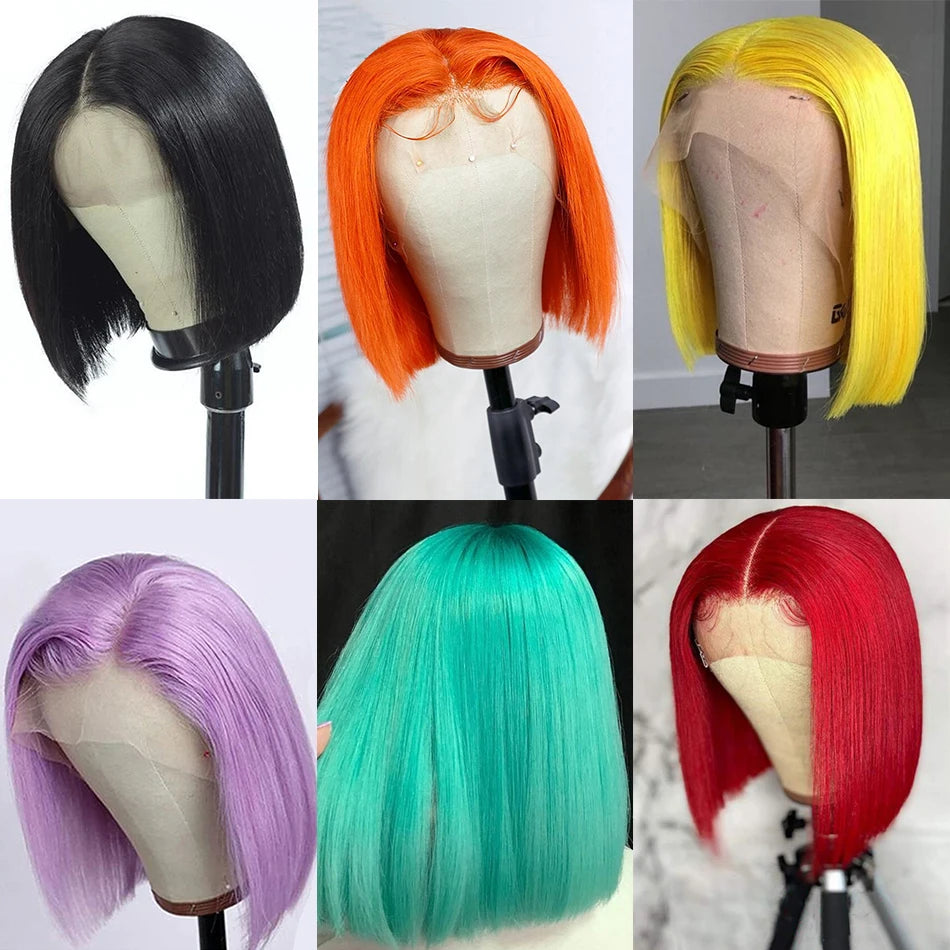 Colored Short Bob Human Hair Wigs