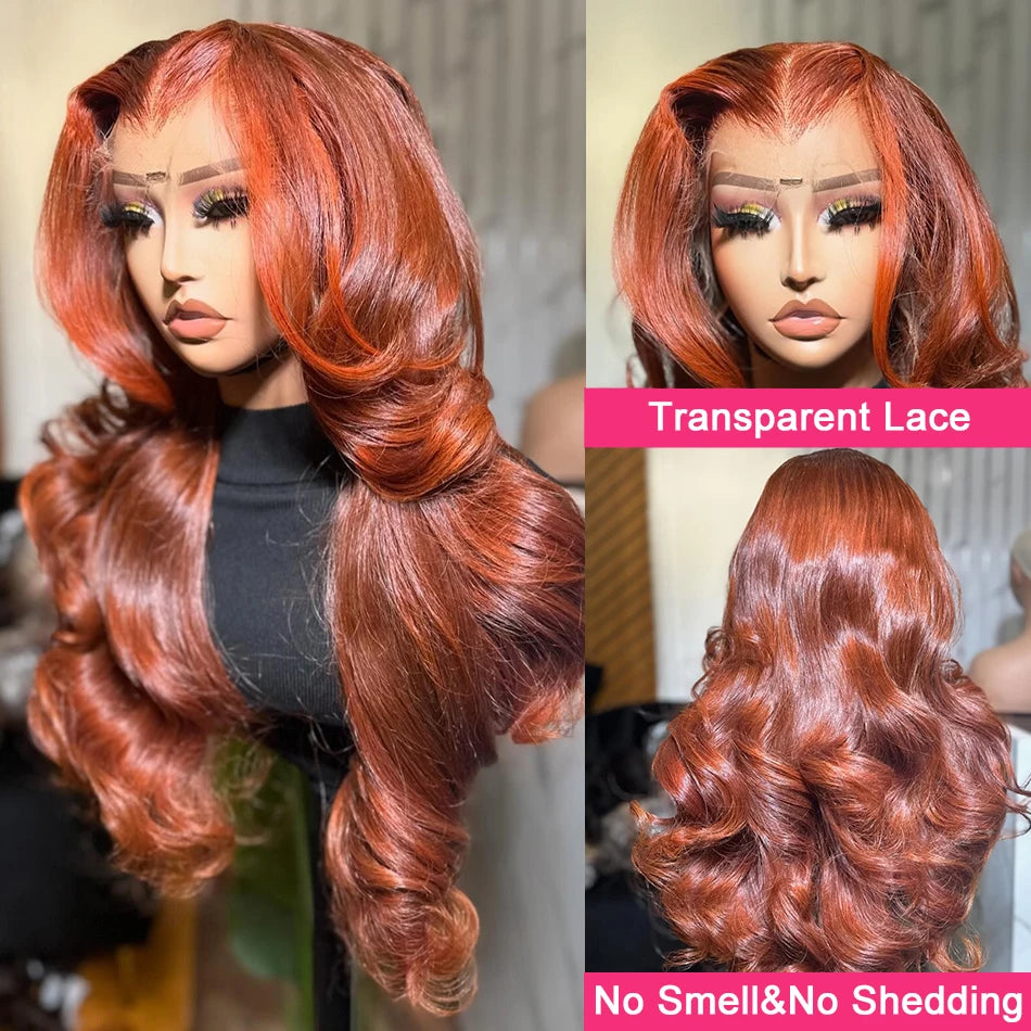Reddish Brown Body Wave HD 13x4 13x6 Lace Frontal Brazilian Remy Human Hair Wigs