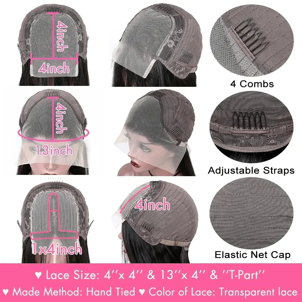 Short Kinky Straight Lace Front Wigs