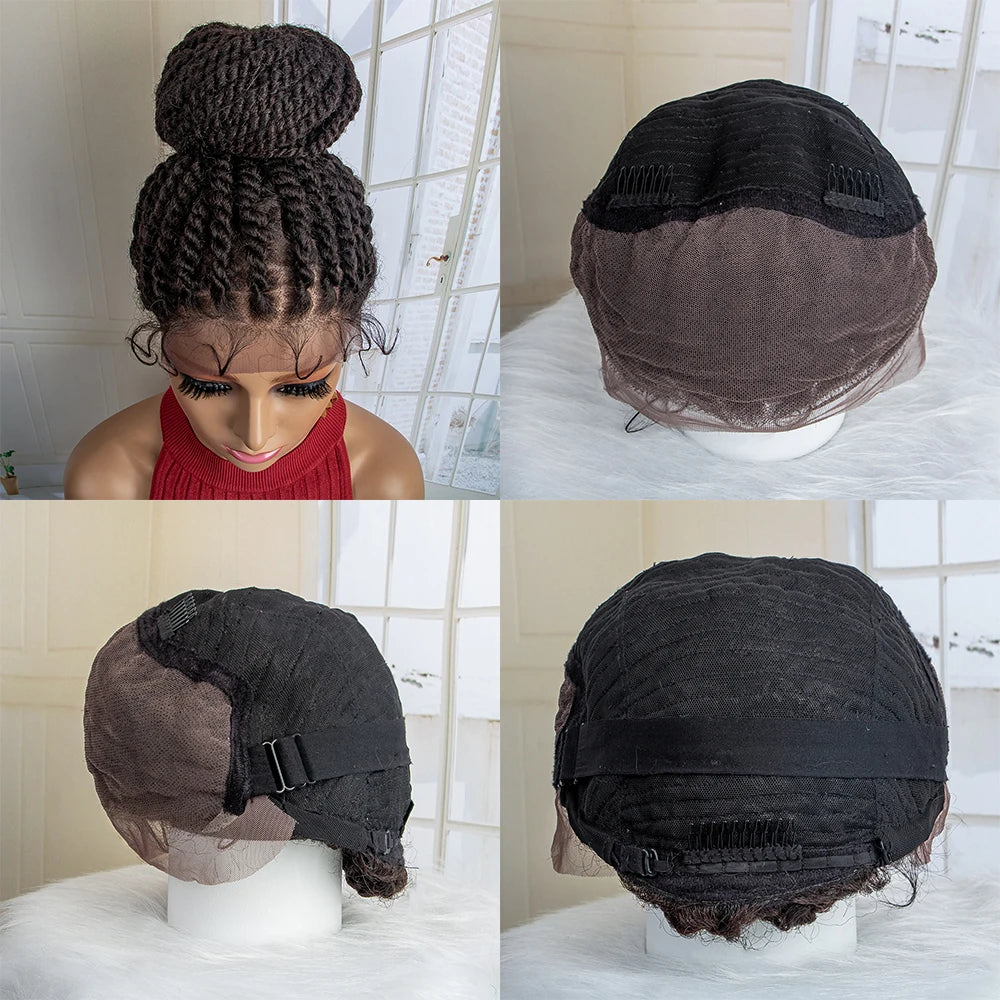 Lace Front Bun Braided Wigs With Baby Hair
