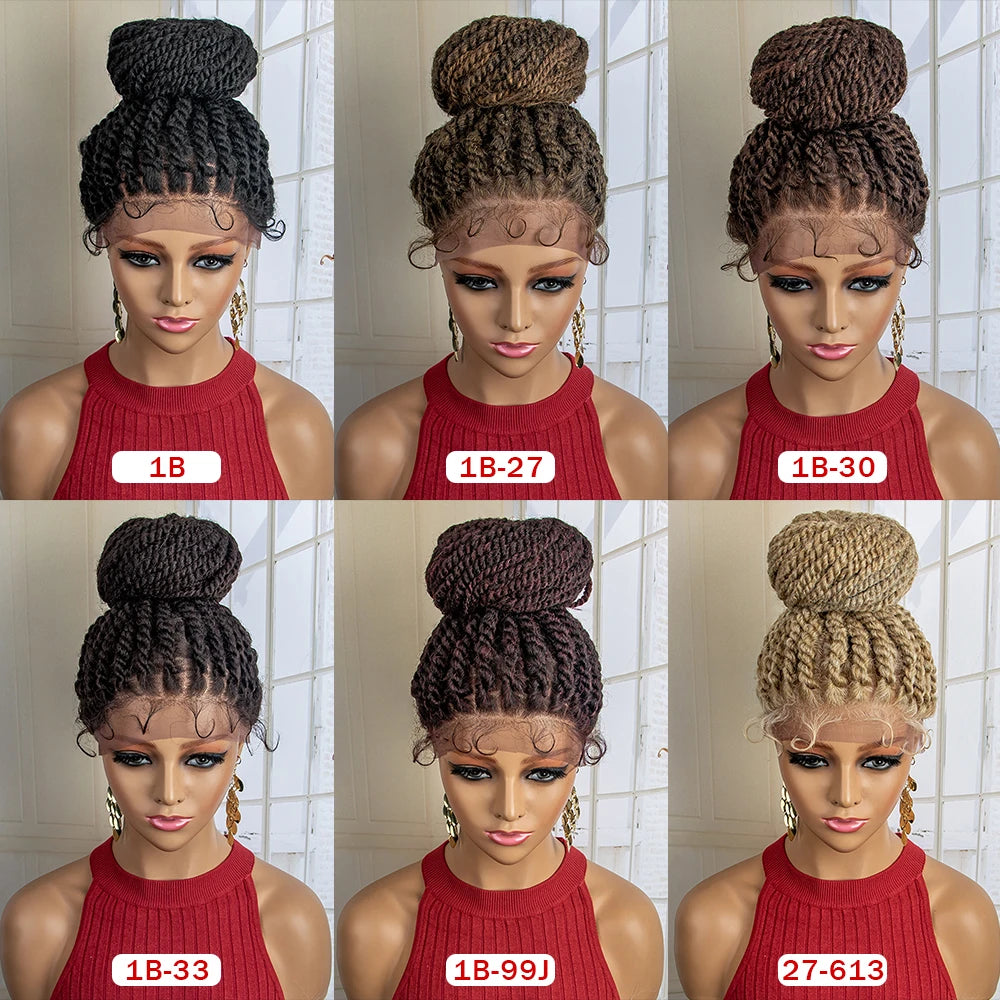 Lace Front Bun Braided Wigs With Baby Hair