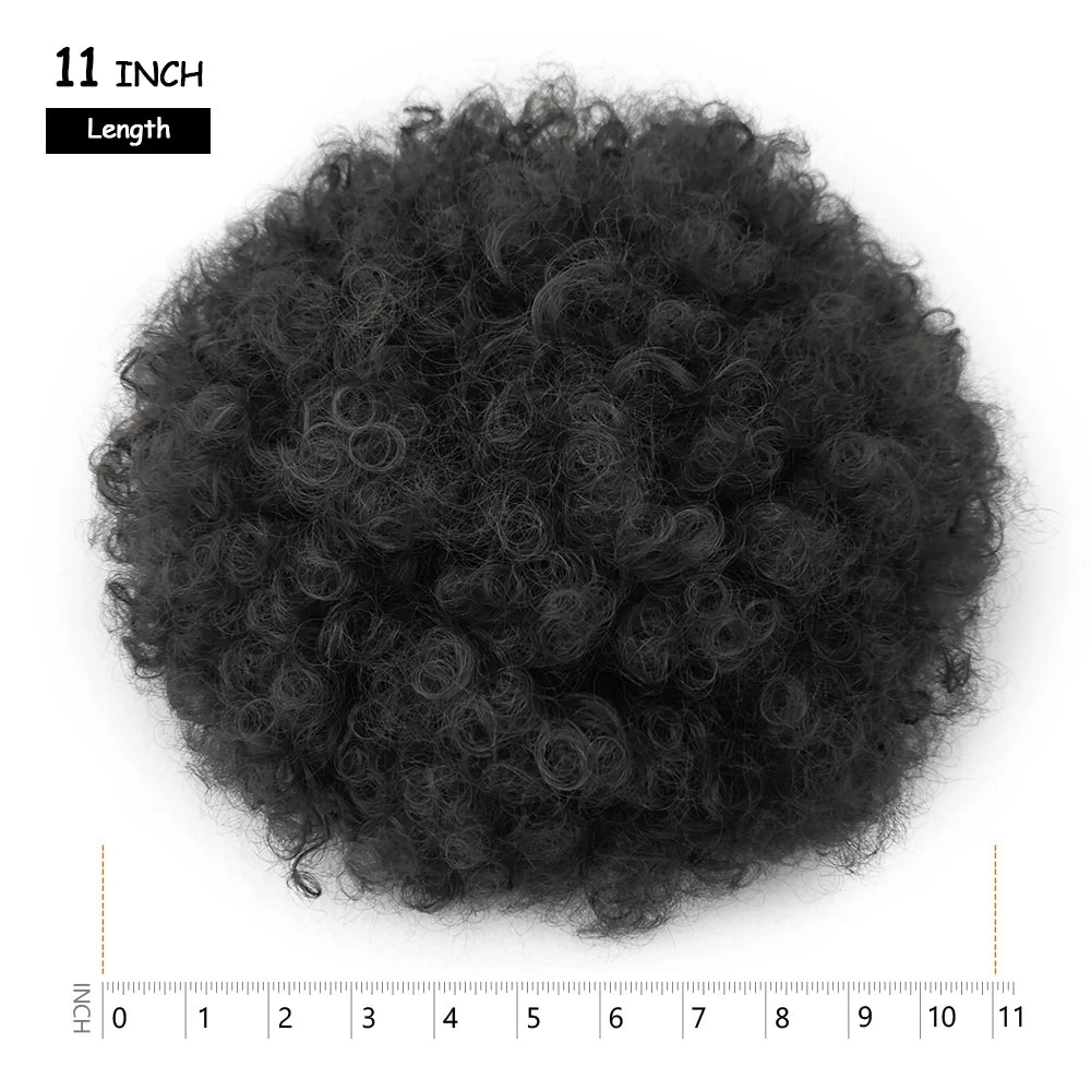 Afro Puff Drawstring Ponytail Extension Synthetic Afro Kinky Curly Puff Bun Hairpiece