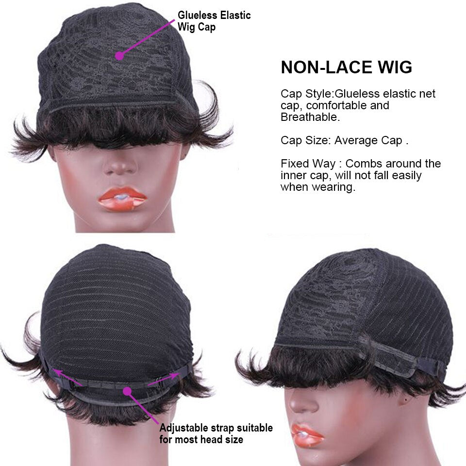 Short Bob Pixie Cut Human Hair With Bangs - Supreme Lush Hair
