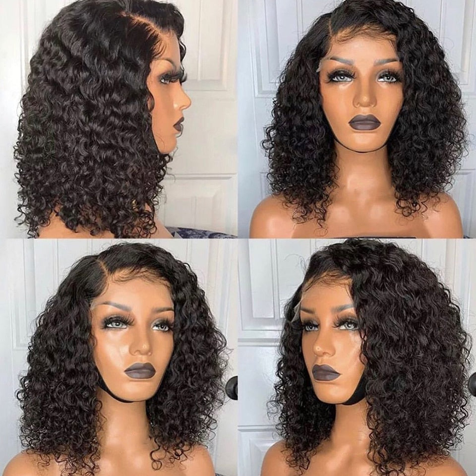 Short Curly Bob Deep Wave Frontal Brazilian Curly Human Hair - Supreme Lush Hair