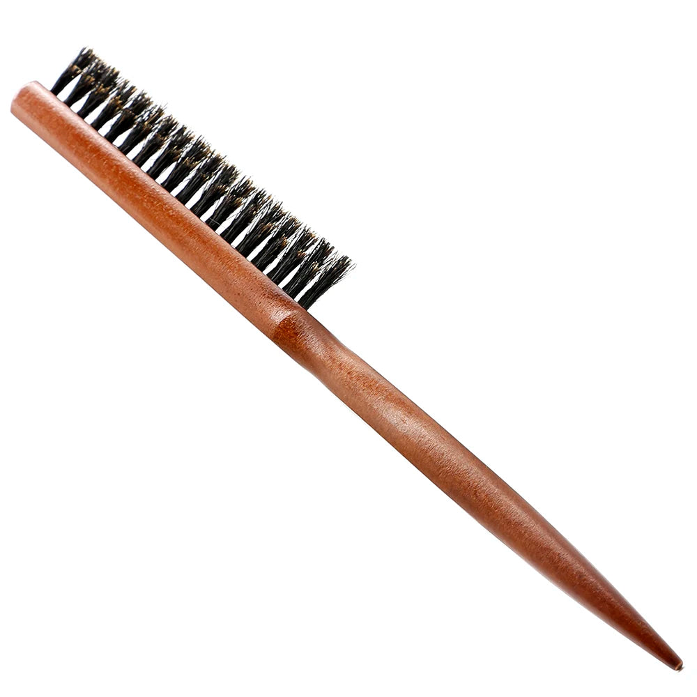 Natural Boar Bristle Hair Fluffy Comb Wood Handle Hair Brush Anti-static Barber Hair Comb Scalp Massage Hairdresser Styling Tool
