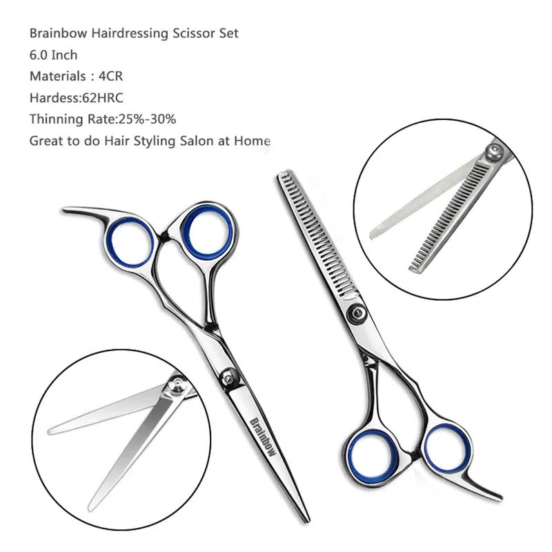 Hair Cutting Thinning Styling Tool Comb Scissors Stainless Steel