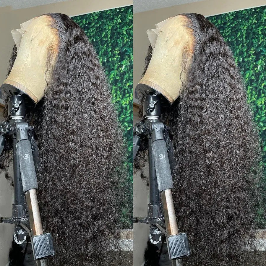 Deep Wave Frontal Wig Human Hair 13x4 Curly Lace Front Wig Full Transparent HD Lace Water Wigs 180 Density Brazilian - Supreme Lush Hair