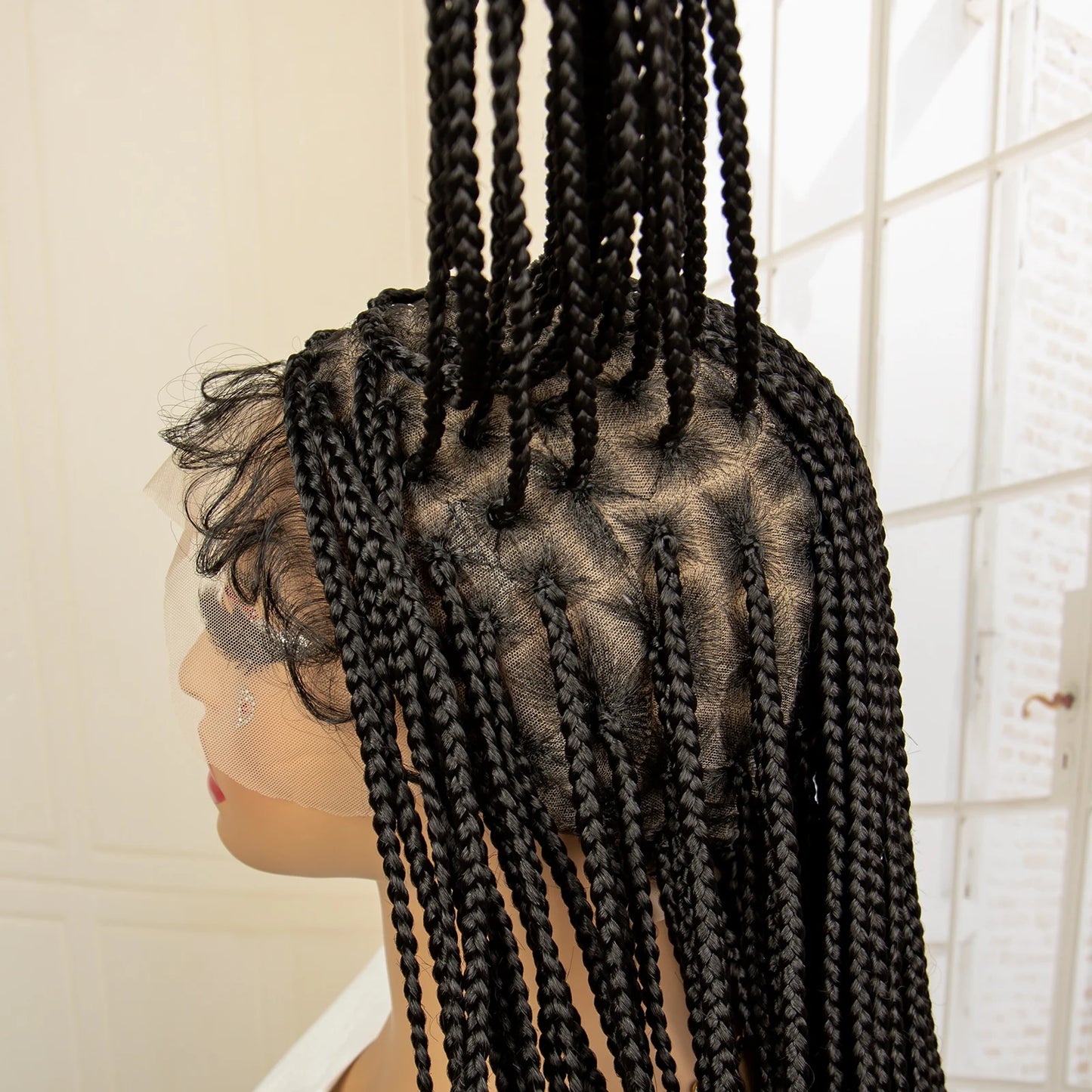 Full Lace Knotless Box Braided Wigs with Curly Ends 36 Inches Braids Wig