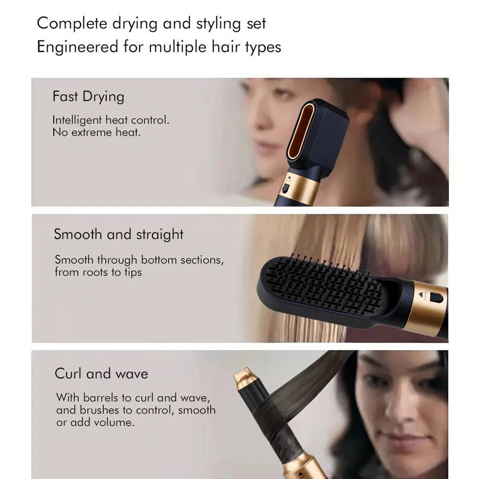 Multi Hair Styler 5 in1 Curling Iron Hair Straightener With Hair Brush Hairdryer