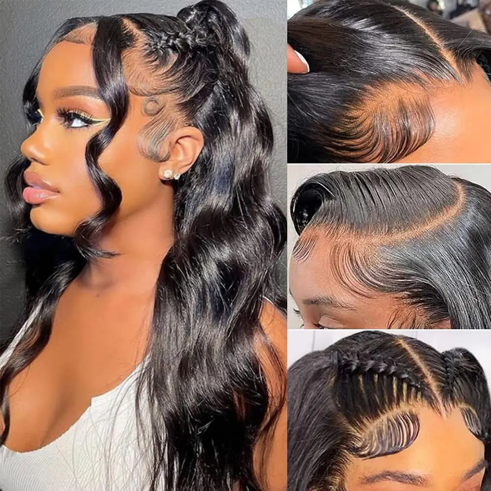 Body Wave Wig Transparent Lace 100% Human Hair Beached Knots Pre Plucked Bling Remy 13x4 Lace Frontal Wig Human Hair Wigs