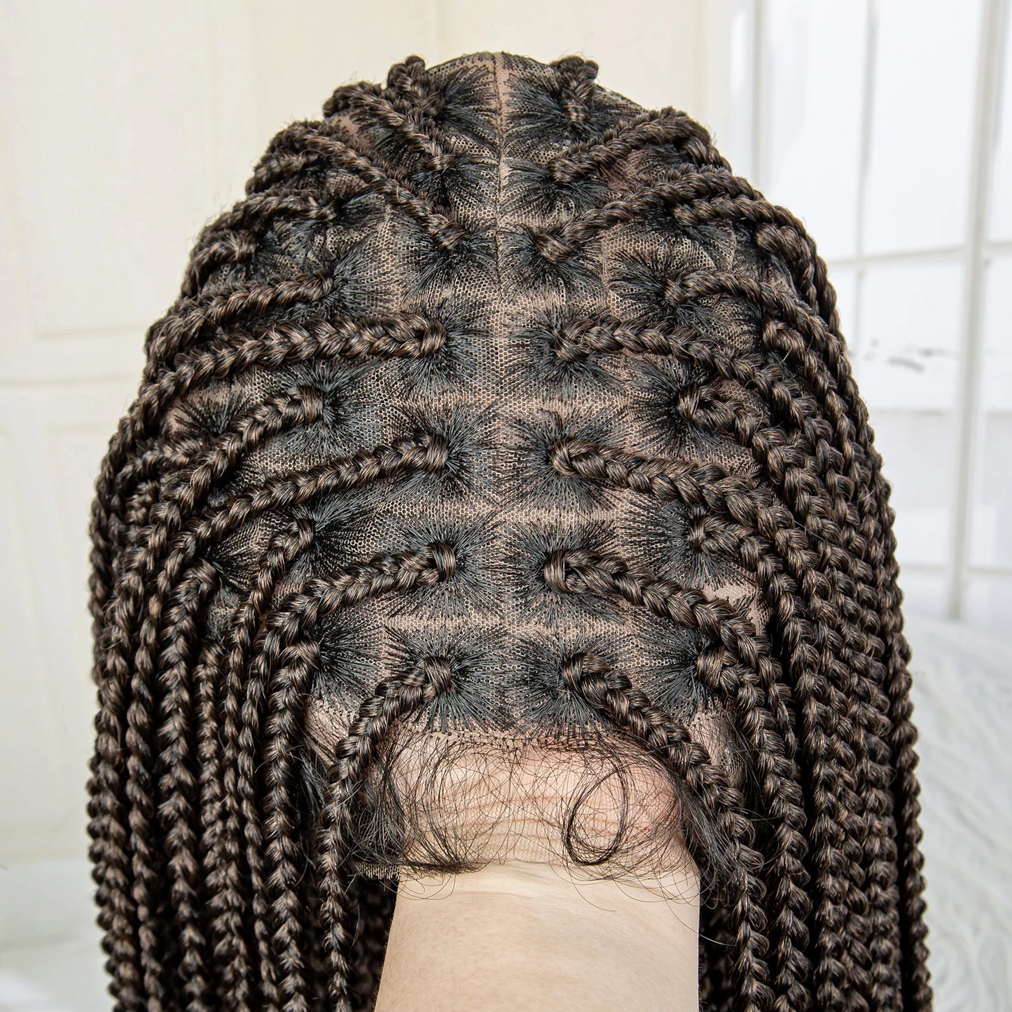 Synthetic Knotless Braided with Baby Hair Lace Frontal