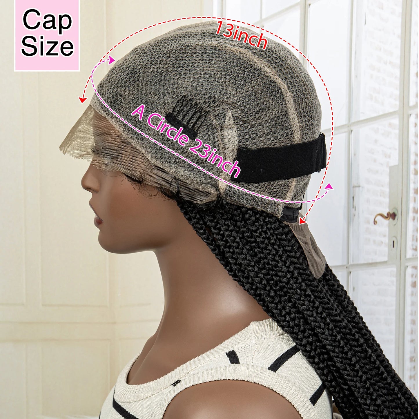 Synthetic Knotless Braided with Baby Hair Lace Frontal
