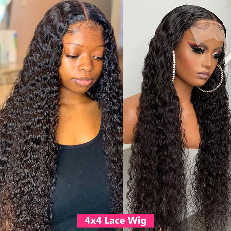 Deep Wave Frontal Wig 13x4 Pre Plucked Curly Human Hair