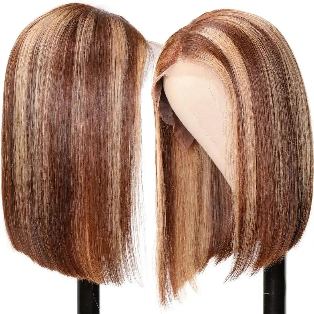 Highlight Pre Plucked Short Straight Bob Wig Lace Front Human Hair Wigs