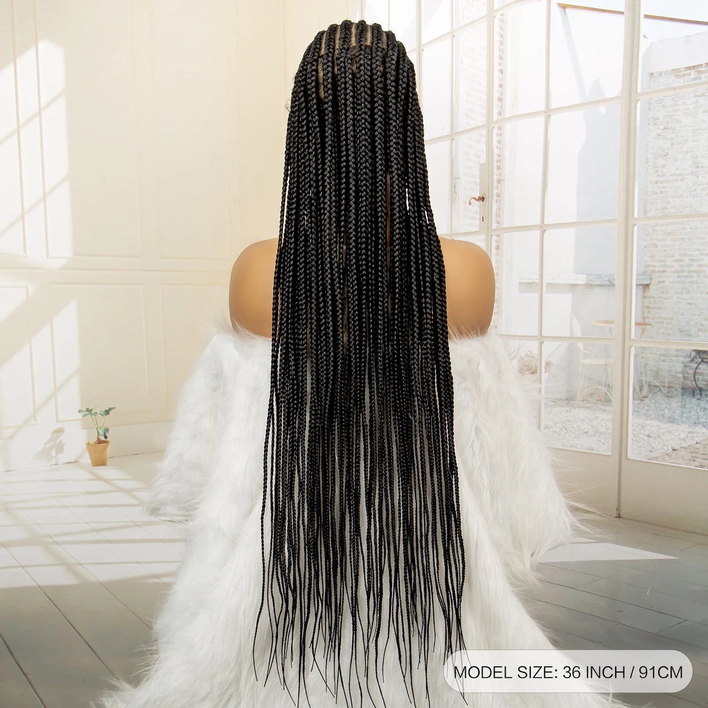 Full Lace Cornrow Long Box Braids Wig with Baby Hair