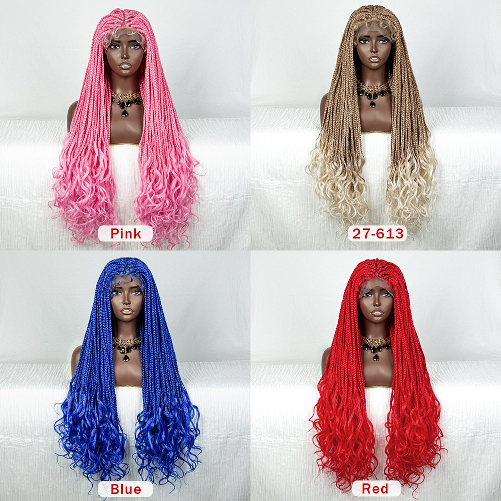 36 Inches Long Braided Wigs Synthetic Lace Front - Supreme Lush Hair