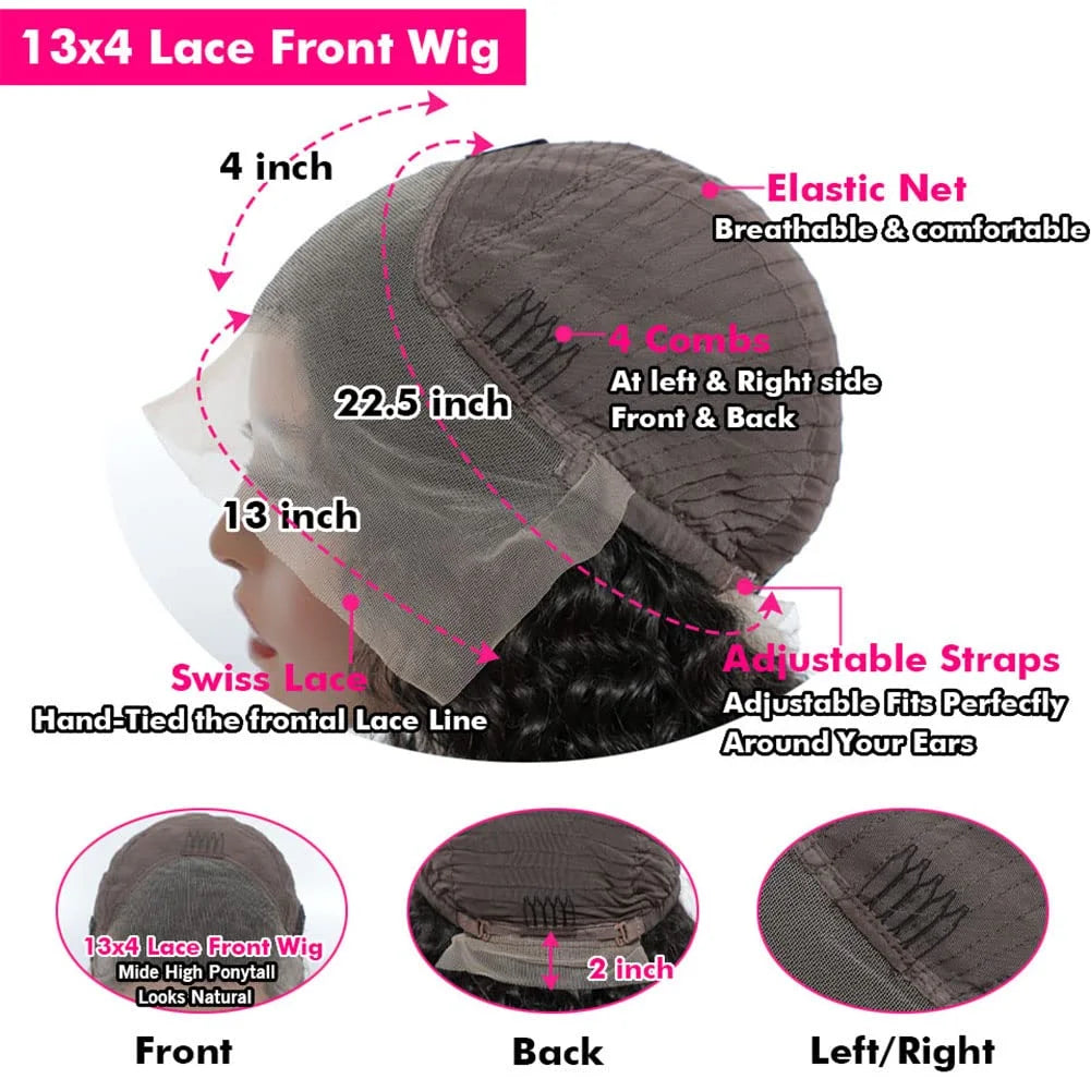 Brown Curly Lace Front Human Hair Wigs HD Transparent Deep Wave Brazilian Coloured Human Hair