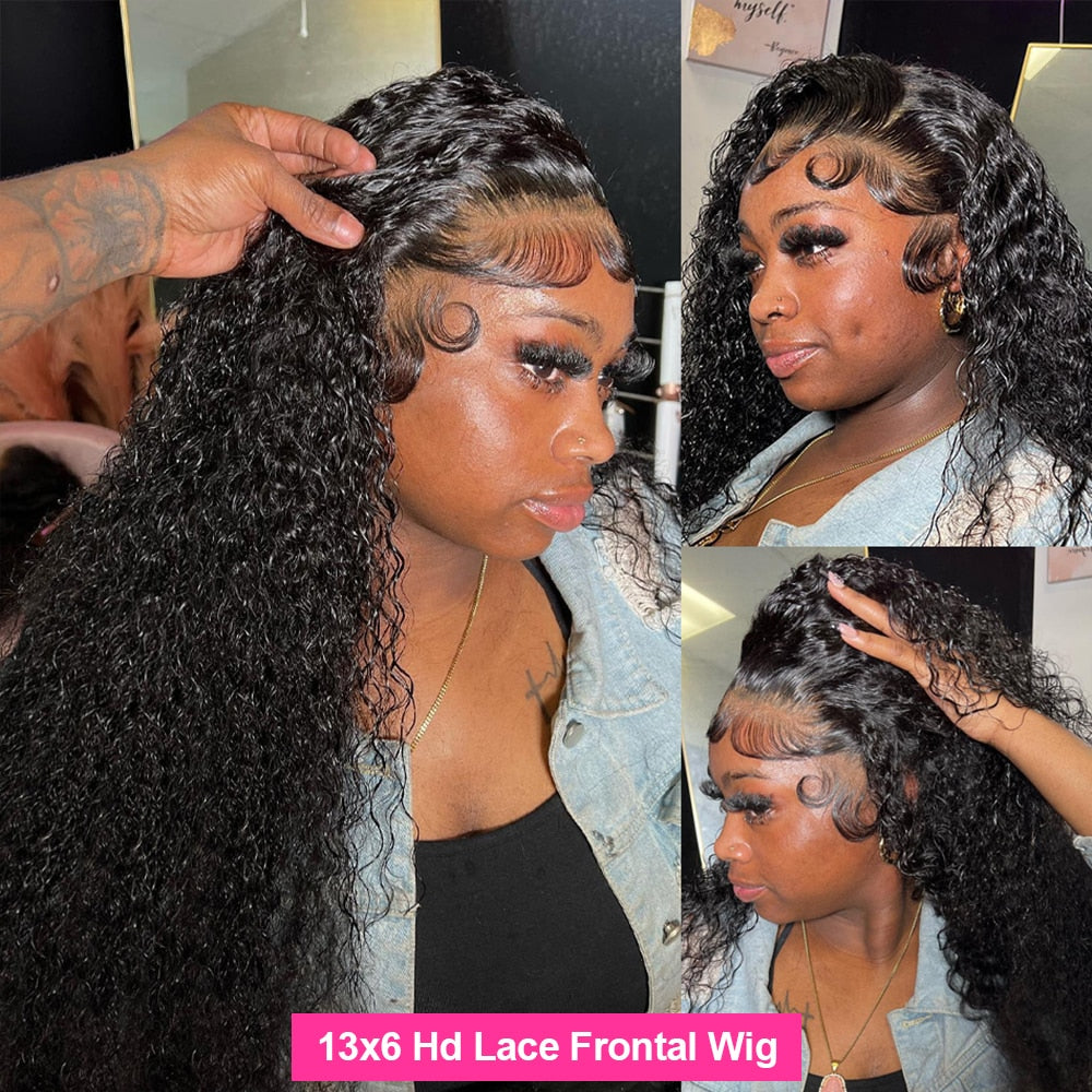 Water Wave Curly Lace Frontal Wig 360 Full Human Hair - Supreme Lush Hair