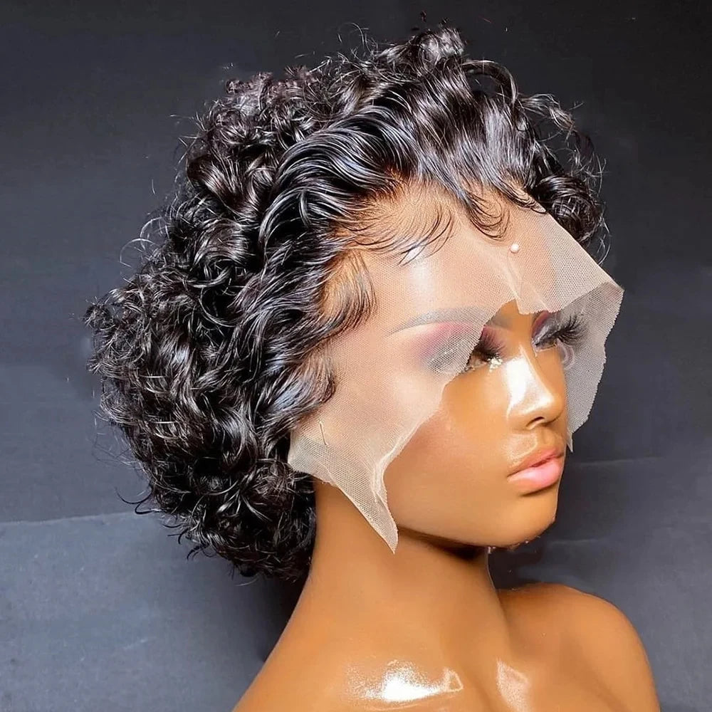 Glueless Deep Wave Short Pixie Cut Curly Lace Front Wig