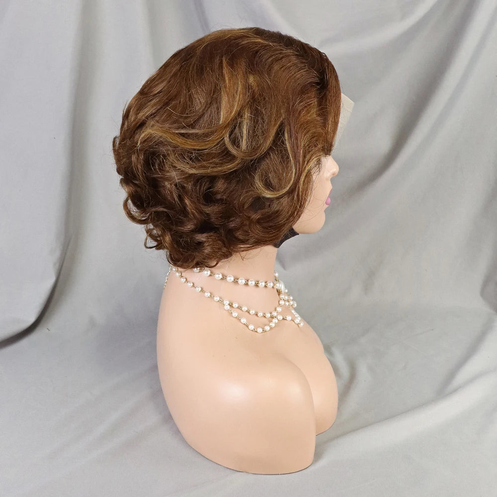 Pixie Cut Wig Short Bob Human Hair Transparent Lace Human Hair