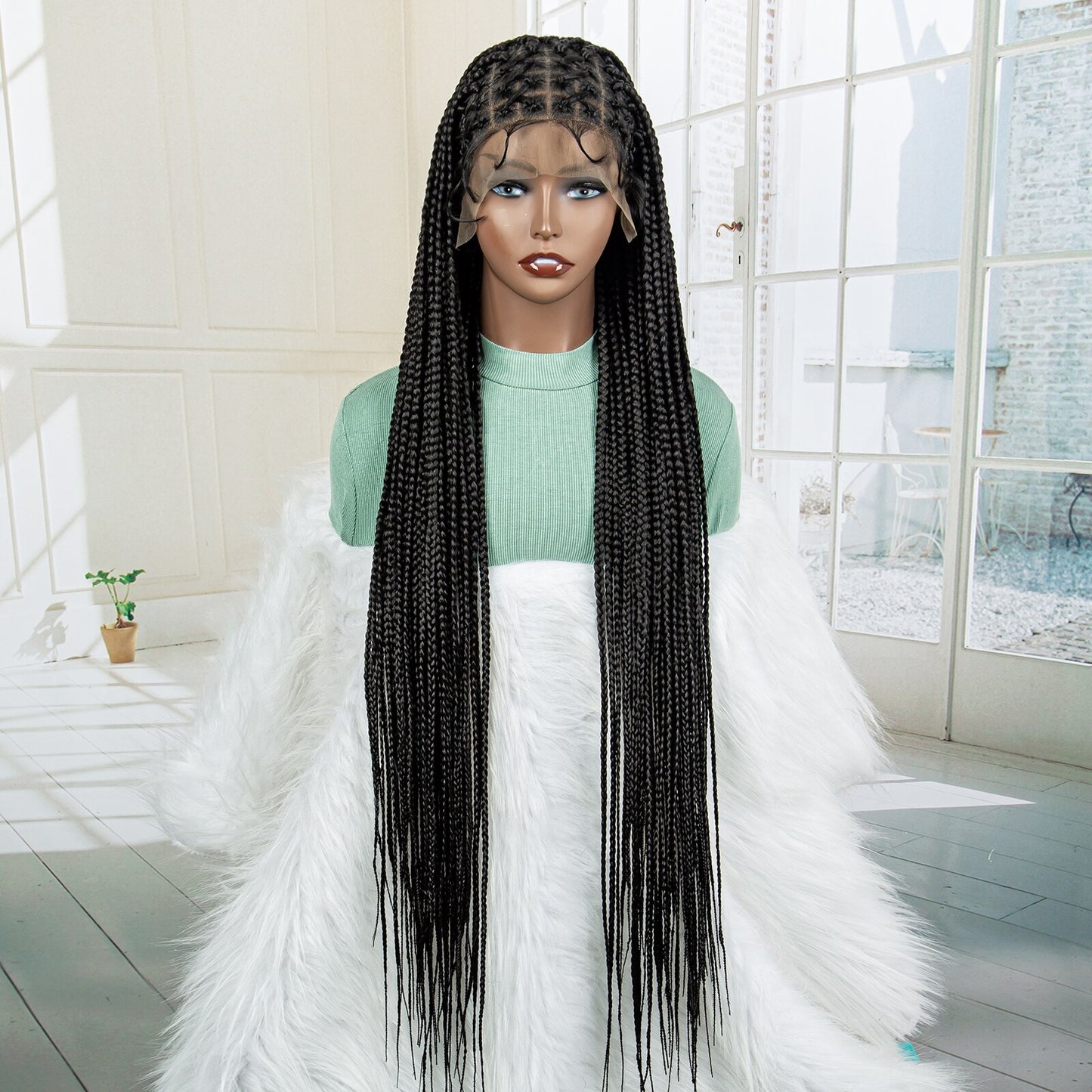 Knotless Cornrow Lace Box Braided Full Lace Synthetic Wigs - Supreme Lush Hair
