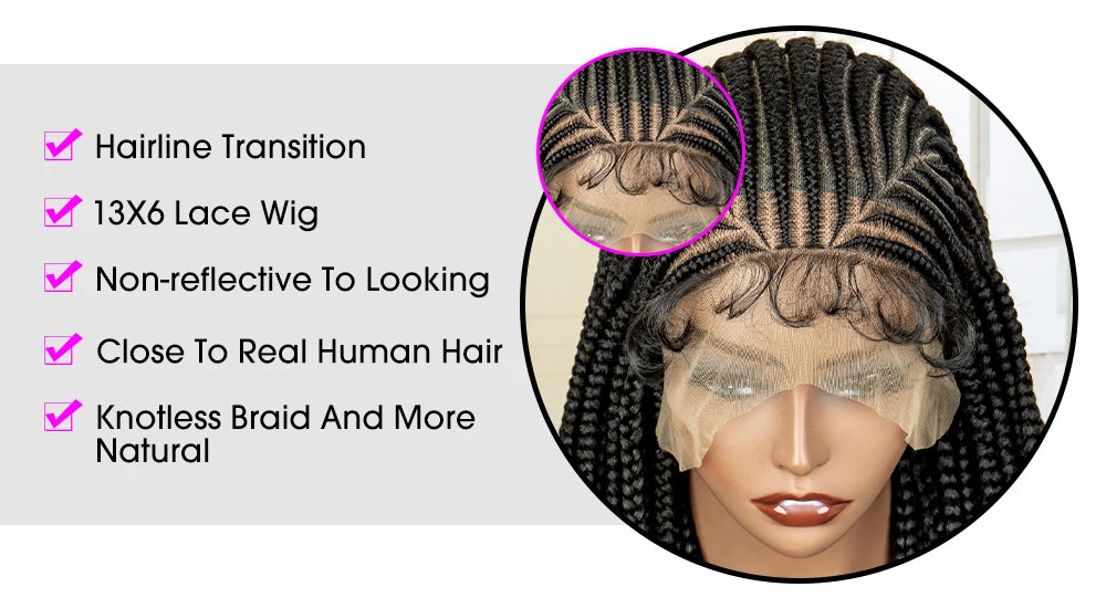 Lace Frontal Afro Synthetic Braided Cornrow Wigs