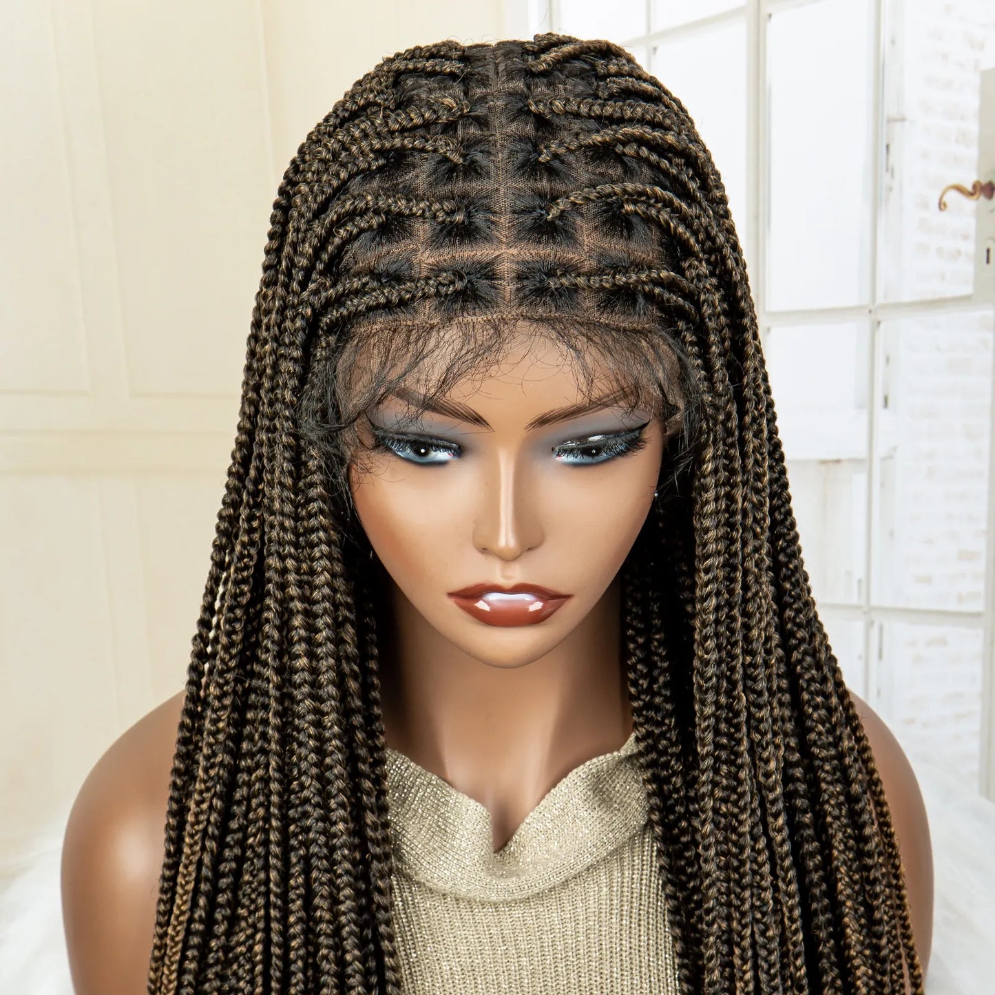 Synthetic Knotless Braided with Baby Hair Lace Frontal