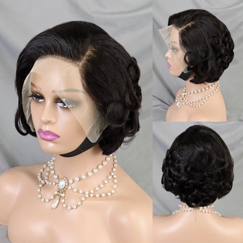 Pixie Cut Wig Short Bob Human Hair Transparent Lace Human Hair