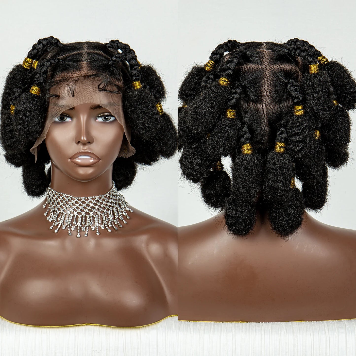Short Bantu Braided Knotless Box Braided Synthetic Full Lace