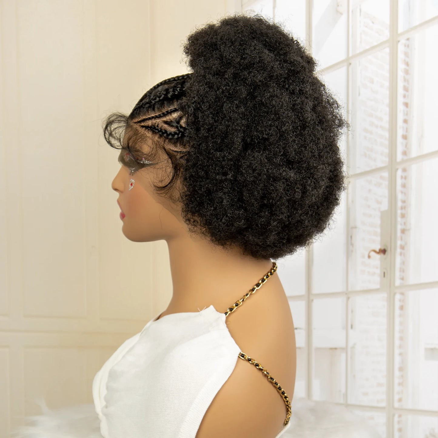 Afro Kinky Curly Braided 13x6 Lace Frontal Synthetic Cornrow with Baby Hair