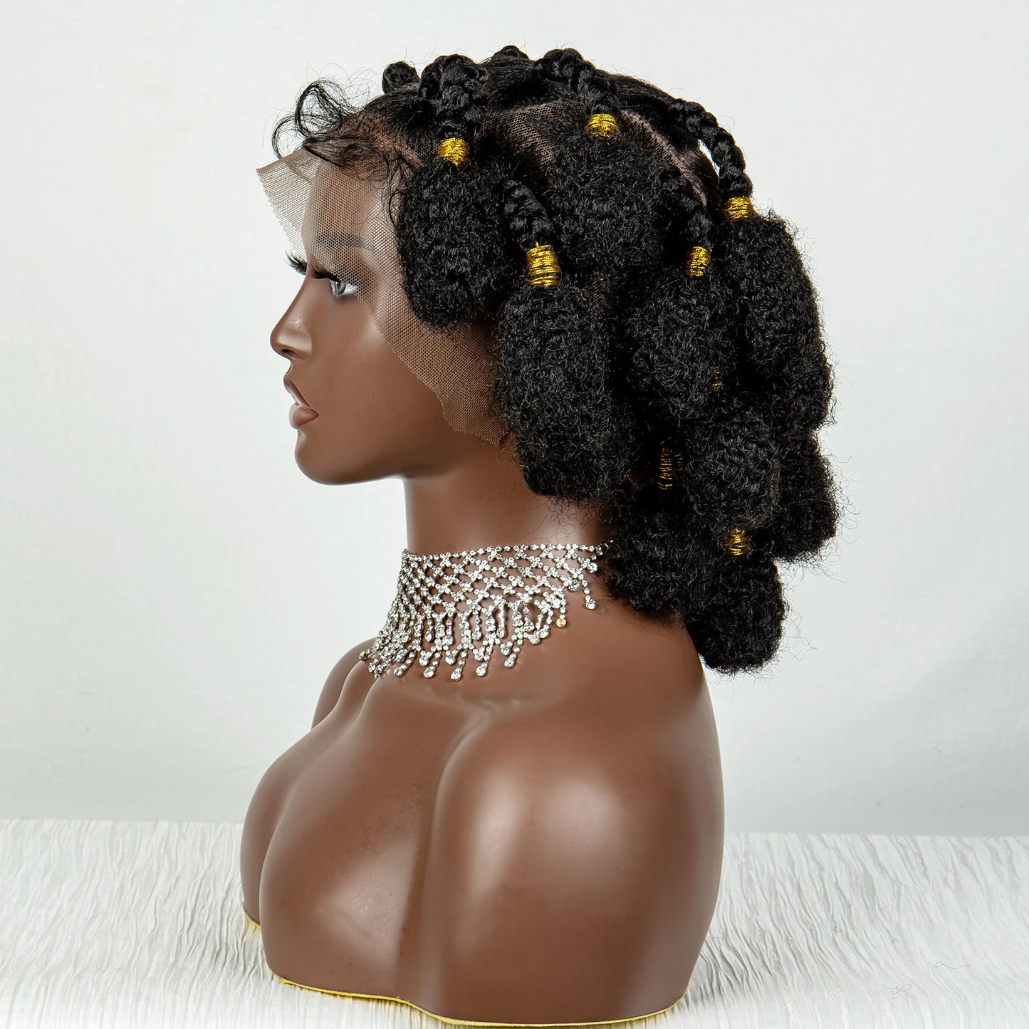 Short Bantu Braided Knotless Box Braided Synthetic Full Lace