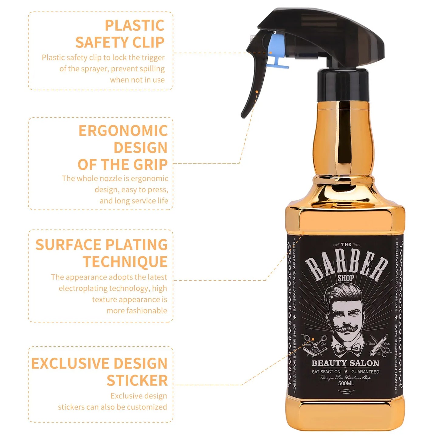 Hairdressing Spray Bottle Water Sprayer Retro Whiskey Oil Head Watering Can Styling Tools