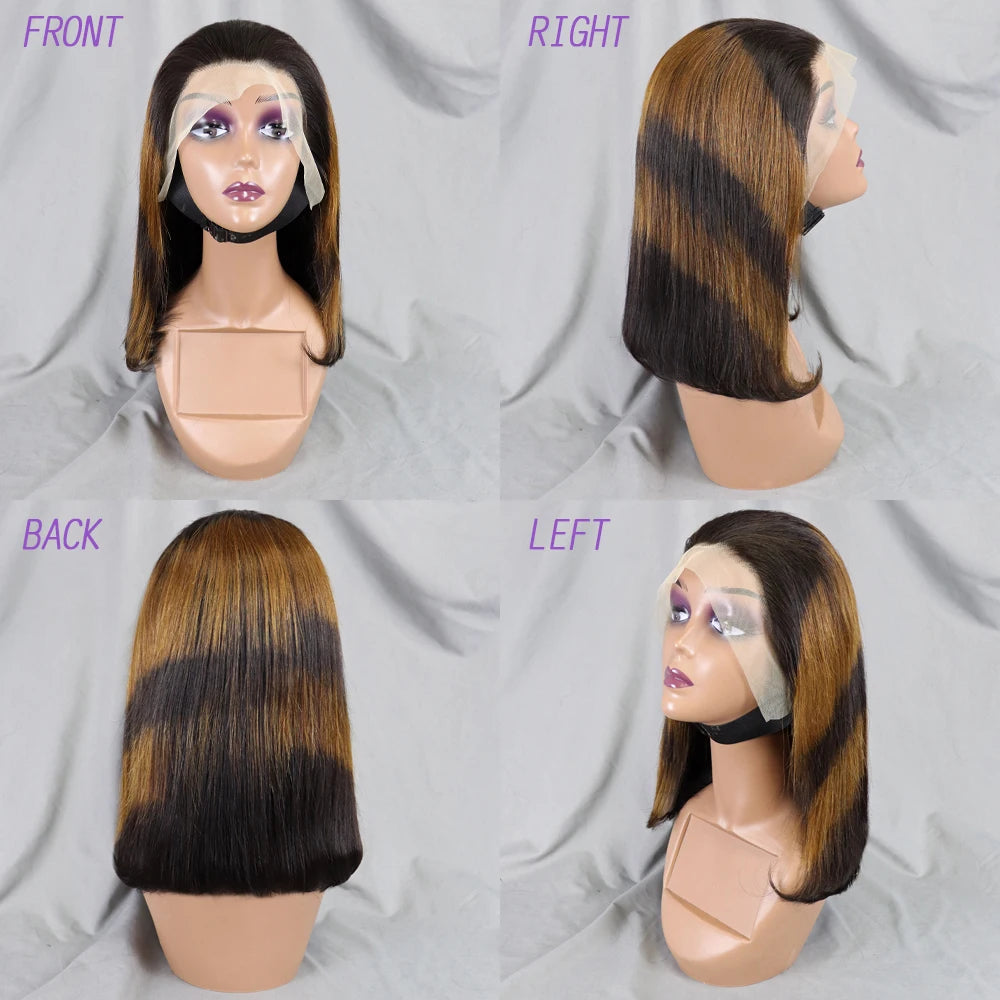 Bone Straight Lace Frontal Pre Plucked Brazilian Short Bob Remy Wig