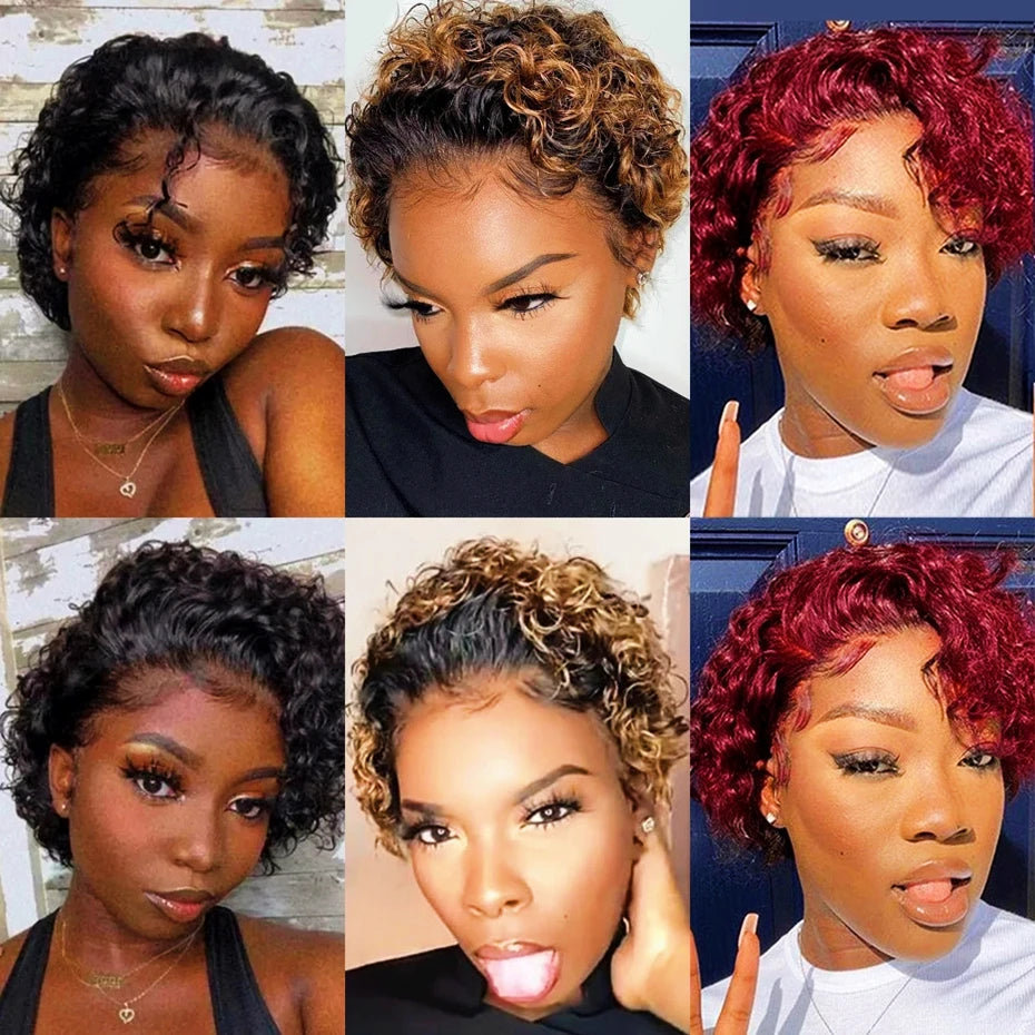 Pixie Cut Short Bob Curly Human Hair