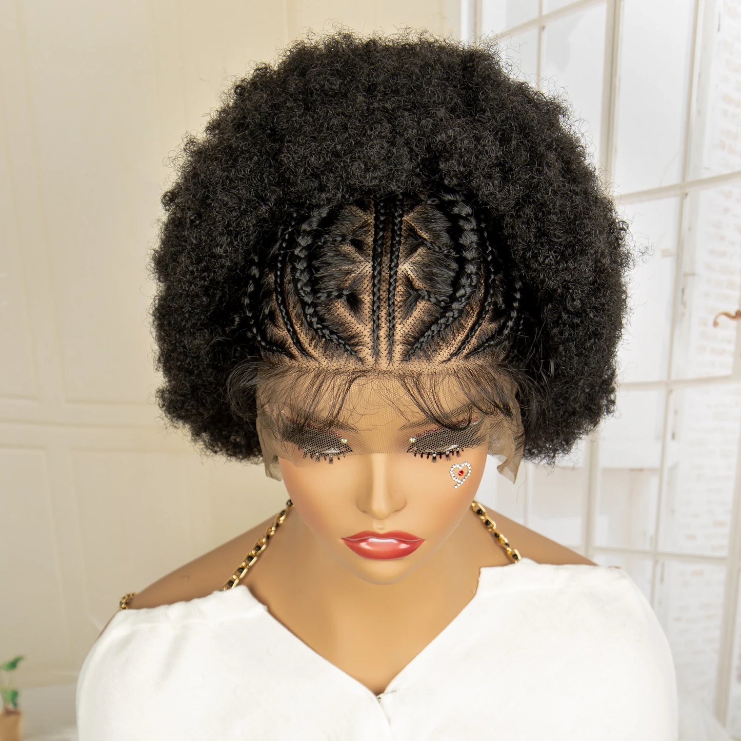 Afro Kinky Curly Braided 13x6 Lace Frontal Synthetic Cornrow with Baby Hair
