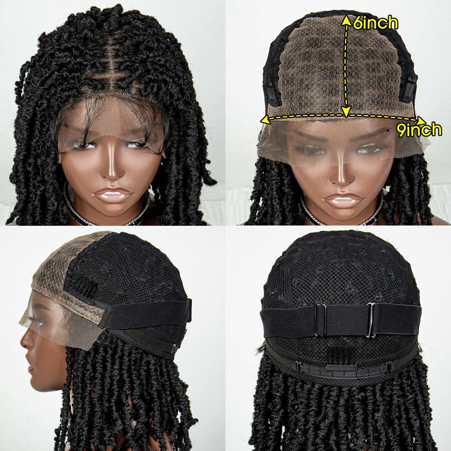 Synthetic Braided Butterfly Locks Bob Short Dreadlock Lace Front Braided Wigs - Supreme Lush Hair