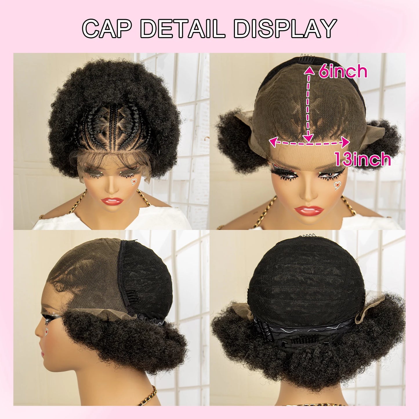 Afro Kinky Curly Braided 13x6 Lace Frontal Synthetic Cornrow with Baby Hair