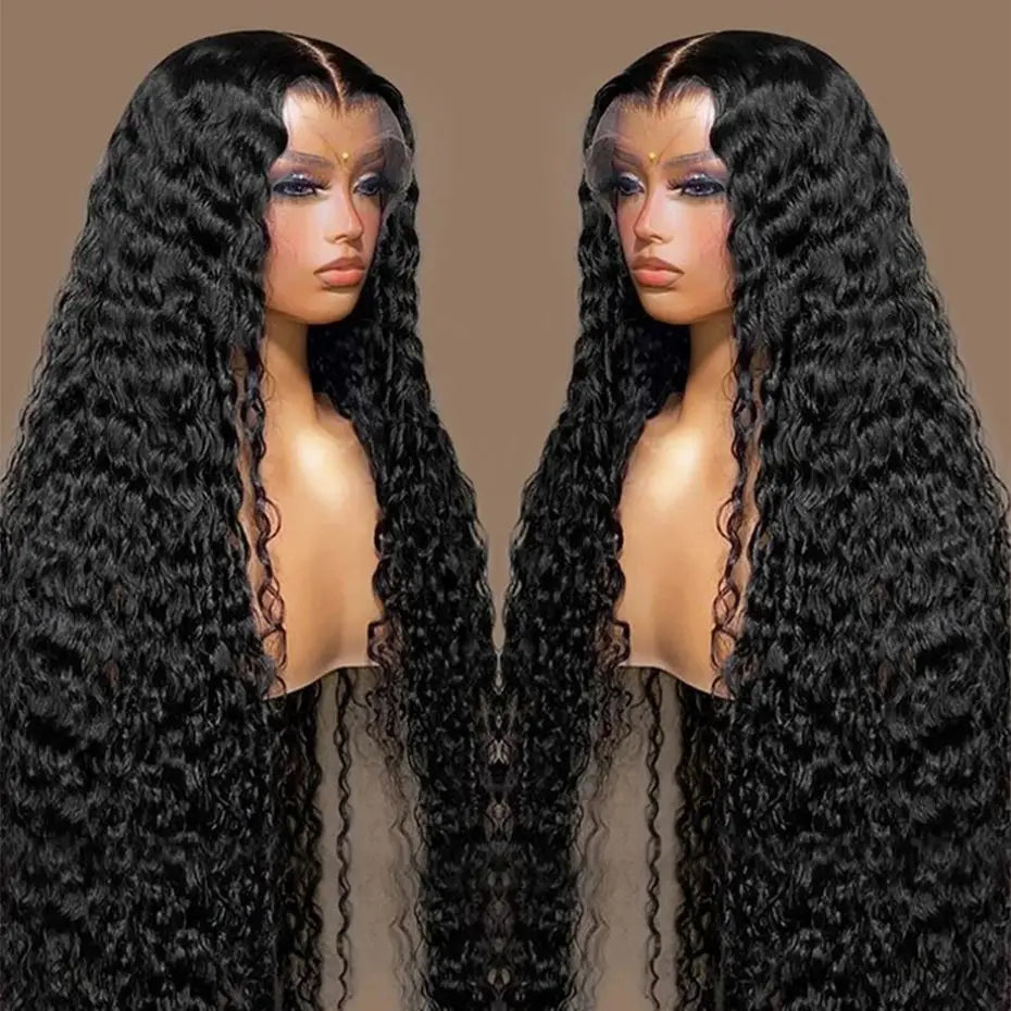 100% Brazilian Human Hair Deep Wave Lace Front Wig 13x6 13x4 HD Lace Frontal Wig Curly Water Wave Wig For Women Pre Plucked