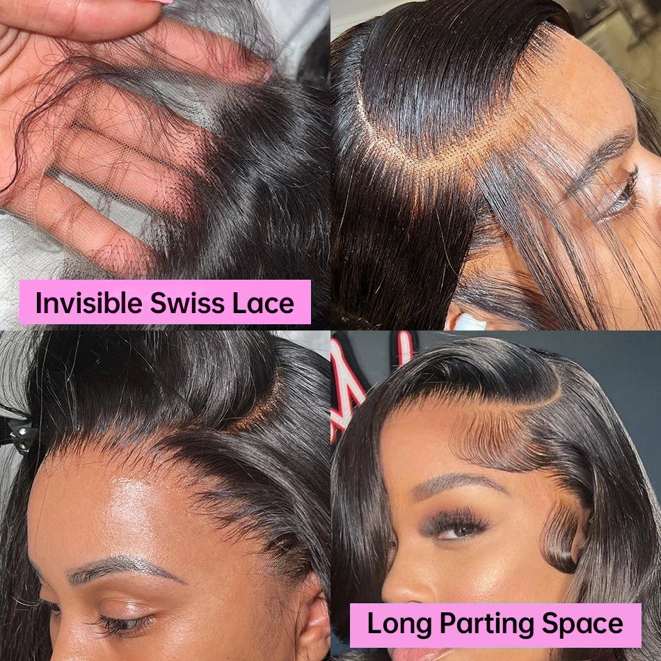 Pelucas De Cabello 100% Humano Body Wave Short Bob Wig HD Transparent Lace Front Human Hair Wigs Loose Wave Closure Glueless Wig