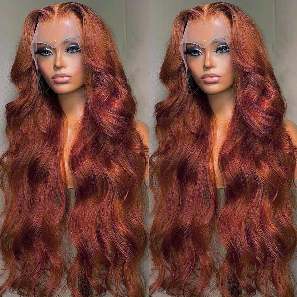 Reddish Brown Body Wave Lace Front Pre Plucked Closure Wig