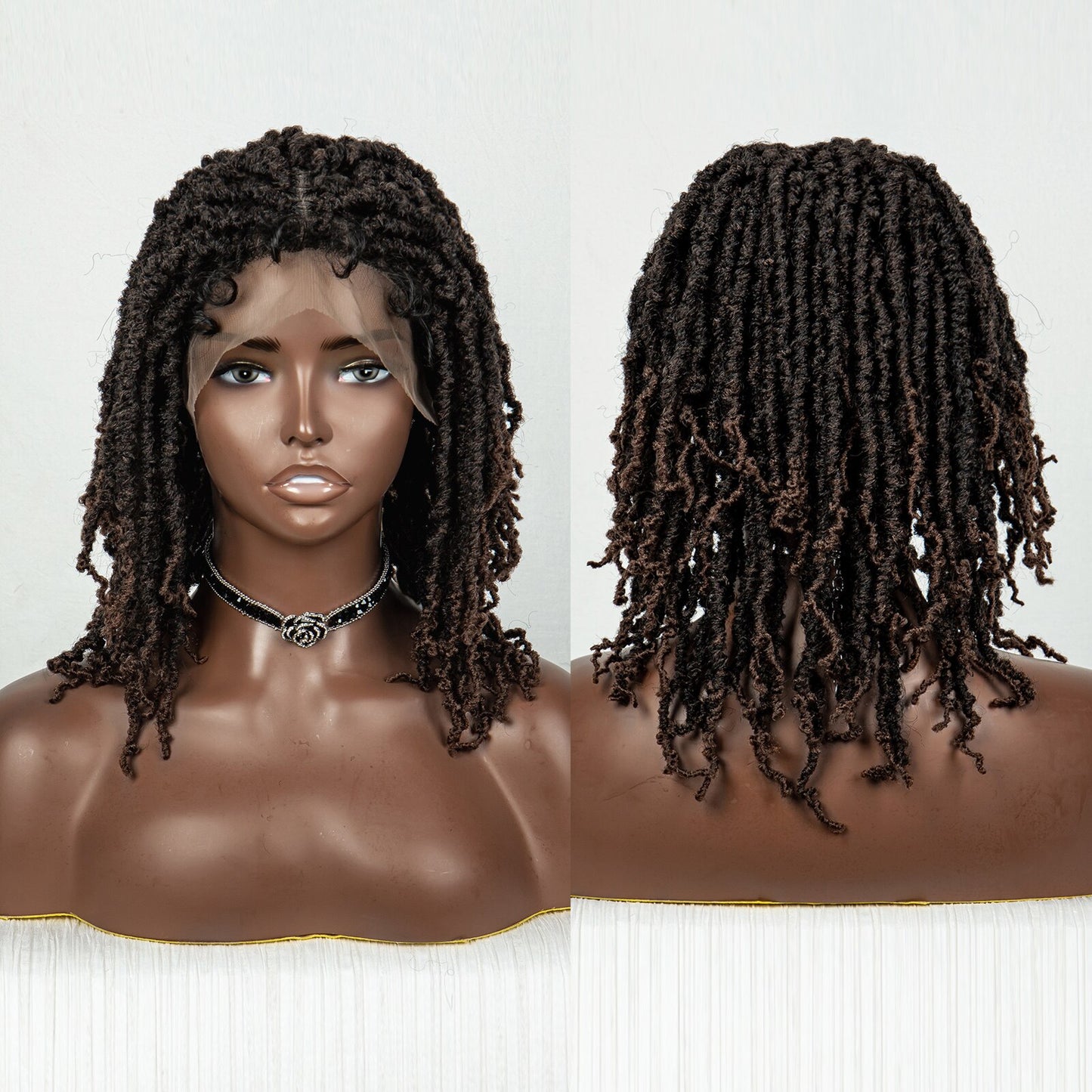 Synthetic Braided Butterfly Locks Bob Short Dreadlock Lace Front Braided Wigs - Supreme Lush Hair