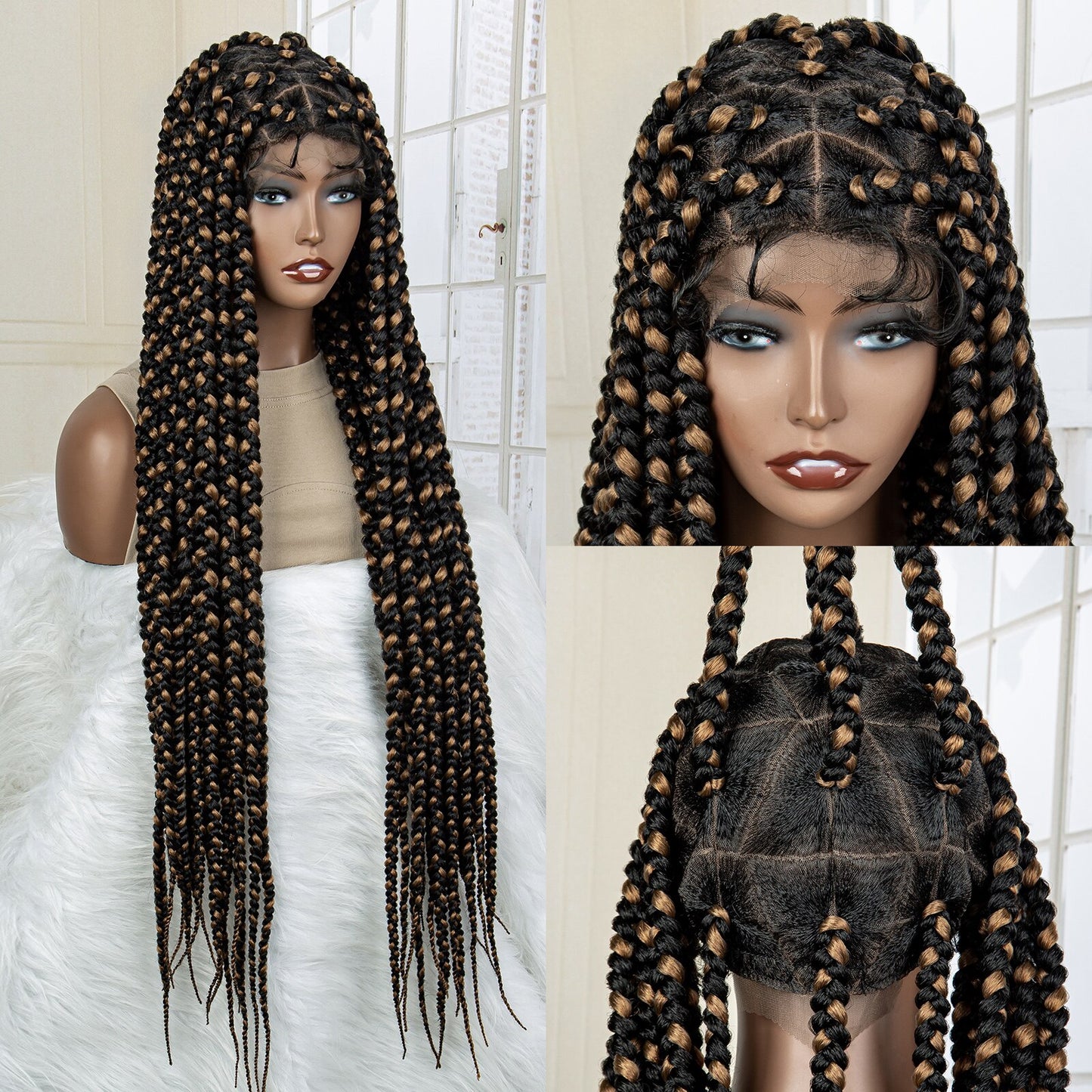 Synthetic Big Knotless Full Lace Braided Wigs - Supreme Lush Hair